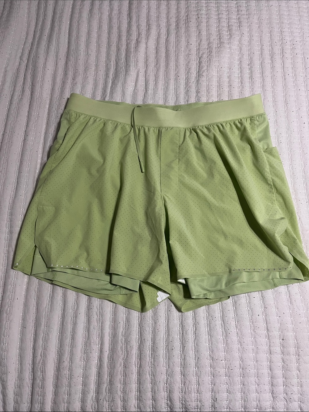 Women's Light Green Athletic Running Shorts with Inner Liner